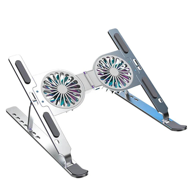 Folding Adjustable Aluminum Laptop Stand + FREE POUCH