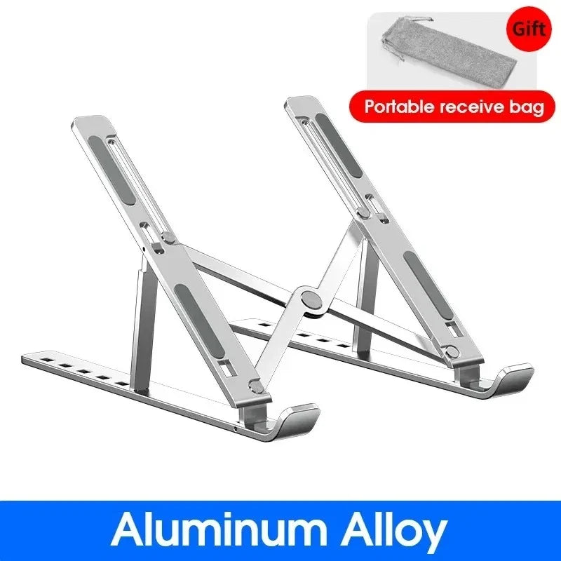 Folding Adjustable Aluminum Laptop Stand + FREE POUCH